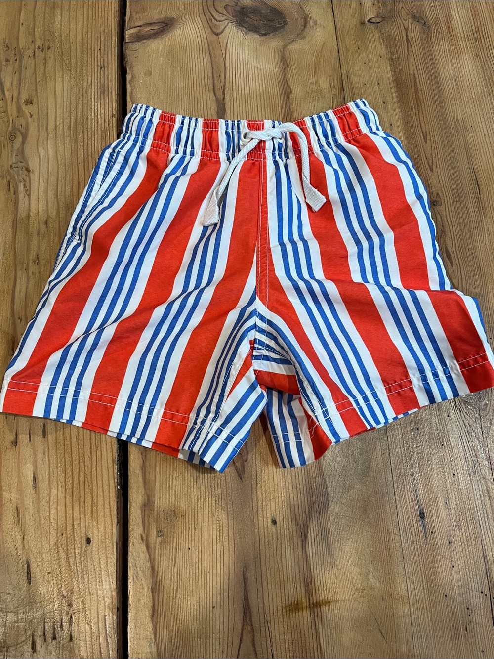 HANNA ANDERSSON 100 Red & Blue Stripe Swimming Trunks